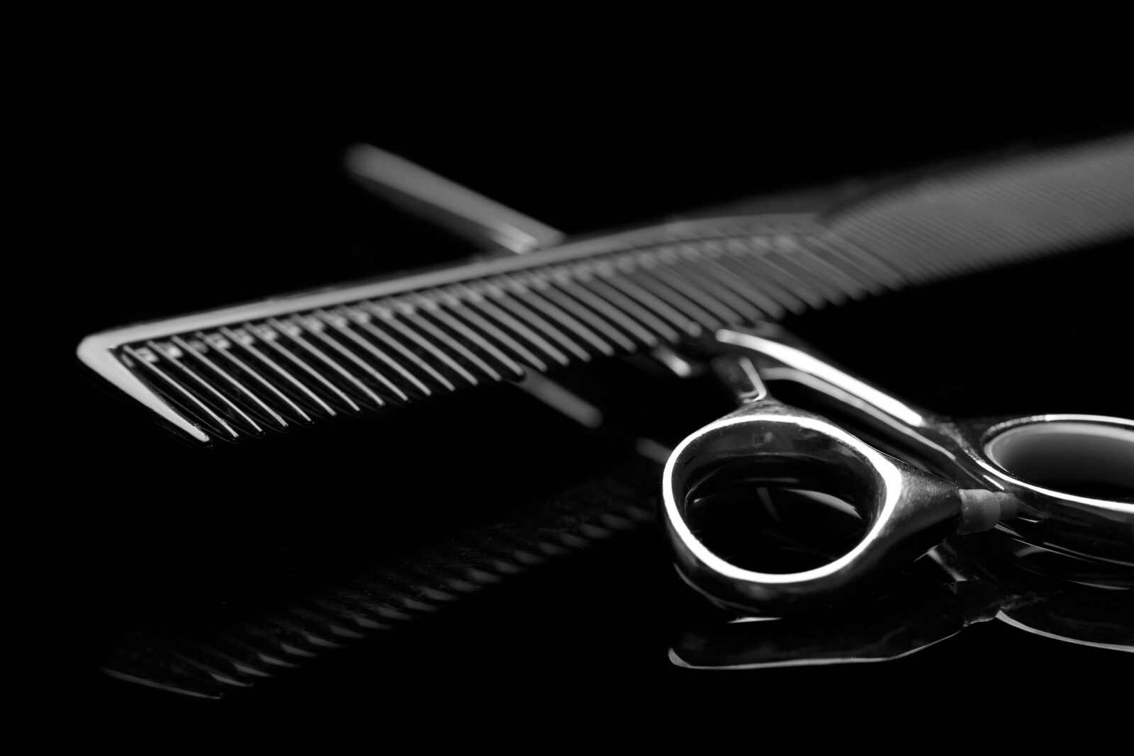 Barber scissors close up.