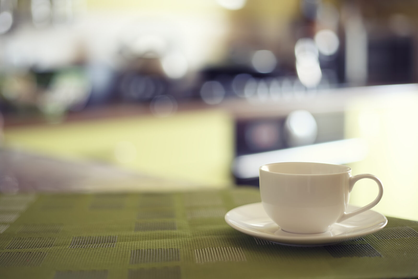 cup of coffee on blurred background